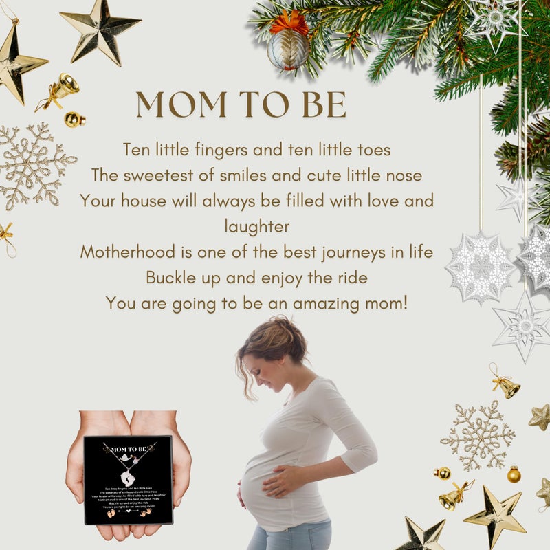 LOTUS-A Mom To Be Gift - Baby Feet Pendant Necklace with a Message Card Pregnancy Present for First Time Moms Expecting Women Pregnant Wife Sister Daughter Mother's Day Christmas Birthday - Image 5